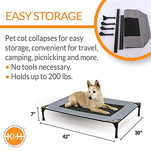 K&H Mascotas Catre elevado original para mascotas, cama para perros y gatos, Grande