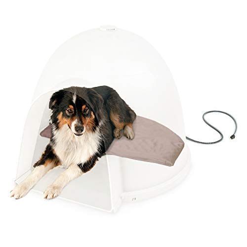 K&H Pet Products Lectro-Soft Igloo Style Dog Bed, Tan, 60W/Large/17.5" x 30"