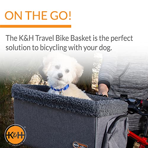 K&H PET PRODUCTS Travel Bike Basket for Pets Classy Gray Large 12 X 16 X 10 Inches