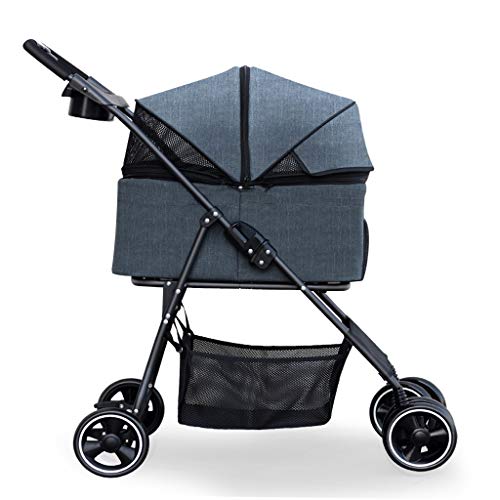 KHUY Carrito para Perros 30kg Cochecito para Perros Medianos, Gato Mejorada Cochecito con Titular Copa Perro Cochecito Niño de EVA Neumático Sólido (Color : Gray)