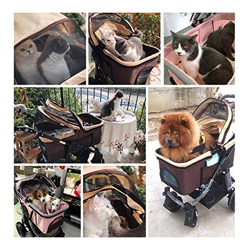 KHUY Carrito para Perros, Gato Perro Cochecito/Premium Pet Travel Plegable Portador de Lujo, Eva Solid Neumáticos Transpirable y Cómodo (Color : Brown)