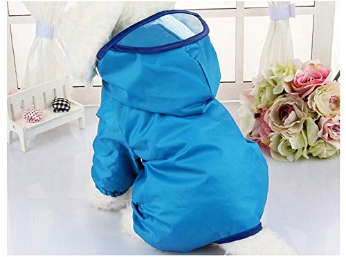 KIRALOVE Impermeable para Perro - Rompevientos - Capucha - Visera - Color Azul - Talla l