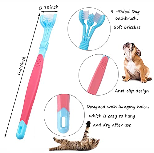 Kit De Cepillo De Dientes Para Perros,Cepillo De Dientes De 3 Lados,Cepillo De Dientes De Silicona,Herramientas De Metal, Kit Profesional De Limpieza De Dientes Para Mascotas(15 Piezas)