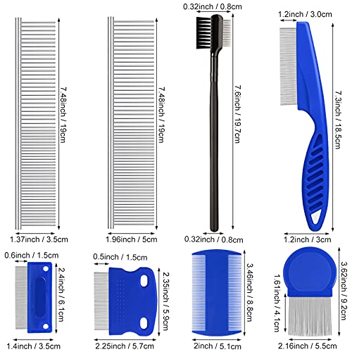Kit de Peine para Perros de 9 Piezas Peine Quitamanchas Lágrimas Eliminación de Costras y Mocos Peine de Aseo de Doble Cabeza Set de Cepillo y Peine de Pelo para Mascotas Perro