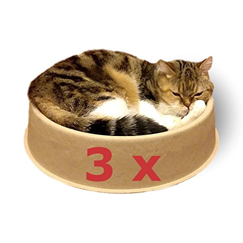 KittyDoo ComfyCat Cama para Gatos - Sofá, Cáscara Circular para Gatos, Cómoda, Sana y Resistente a los Arañazos. Pack de 3 Unidades