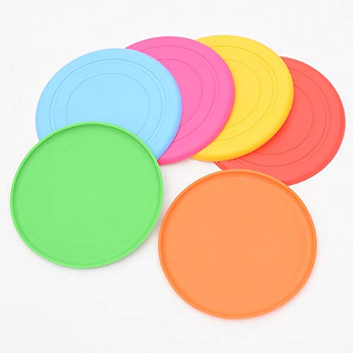 KJDS Frisbee, divertido plato volador de silicona para perros y gatos, juguete volador resistente a masticar cachorros de entrenamiento interactivo para mascotas 6 piezas