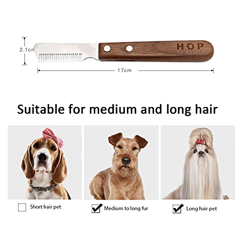 KJTOC Herramienta Deshedding para Perros, Cuchillo Pelador Profesional para Perros, Mango de Madera Ergonómico Cepillo de Herramienta de Aseo ​para Mascotas