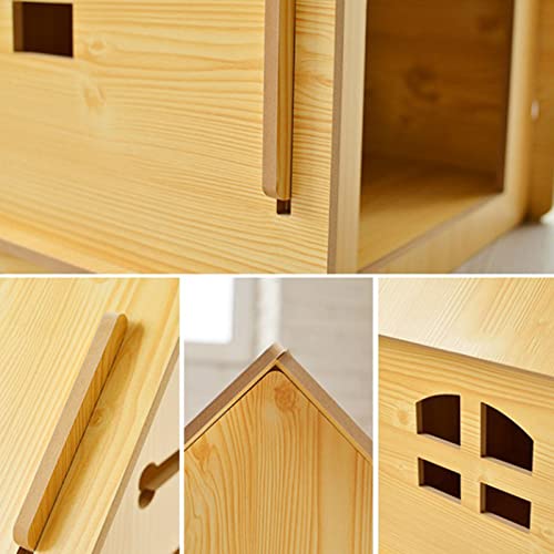 KKVV Casa de Perro de Madera Desmontable, Jaula de Perro Impermeable para Mascotas pequeñas y Medianas, caseta de Interior y Exterior para Gatos con Ventana, Puerta de Alambre,Rosado,37 * 51 * 52cm