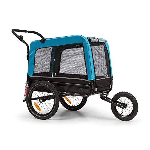 Klarfit Husky Vario 2 en 1 - Carrito para Perros, Carro para Perros, Cochecito Perro, Aprox. 240 litros de Volumen, Material: 600D Oxford Canvas, SmartSpace Concept, Carga máxima: 40 kg, Azul