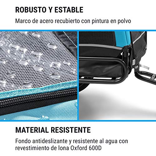 Klarfit Husky Vario 2 en 1 - Carrito para Perros, Carro para Perros, Cochecito Perro, Aprox. 240 litros de Volumen, Material: 600D Oxford Canvas, SmartSpace Concept, Carga máxima: 40 kg, Azul