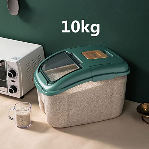 Kmuing Recipiente Cocina 10 KG, Cubo una Prueba Insectos, Caja Arroz una Prueba Humedad, Tarro Sellado Grano, Almacenamiento en el Hogar, Tienda Comida, Perros y Mascotas B