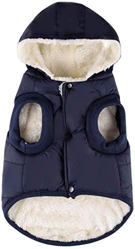 Komate Chaqueta de Invierno cálido para Perros Abrigo Grueso de Invierno Chaleco de Tela para Perros pequeños medianos Grandes (L (tamaño del Pecho 56 cm), Azul)