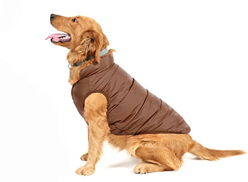 Komate Chaqueta Polar de Invierno para Perros Cómodo Abrigo Suave y cálido para Clima frío con Nieve Chaqueta Cortavientos para Perros y Mascotas (XS (Pecho 32 cm), Marrón)