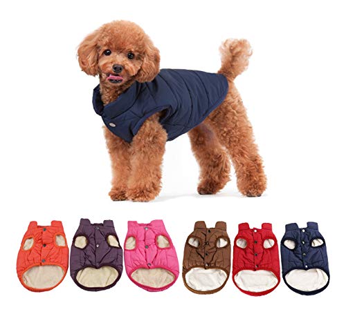 Komate Chaqueta Polar de Invierno para Perros Cómodo Abrigo Suave y cálido para Clima frío con Nieve Chaqueta Cortavientos para Perros y Mascotas (XS (Pecho 32 cm), Azul)