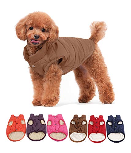 Komate Chaqueta Polar de Invierno para Perros Cómodo Abrigo Suave y cálido para Clima frío con Nieve Chaqueta Cortavientos para Perros y Mascotas (XXXL (Pecho 87 cm), Marrón)