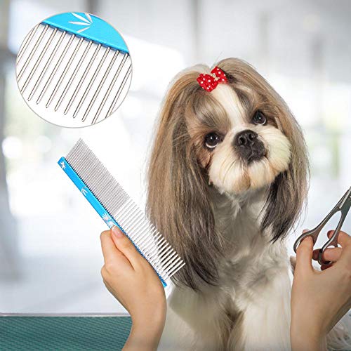 koulate Detangling Pet Comb Pet Comb, Acero Inoxidable Pin Perro Gato Pelo Mascota Peluquer¨ªa Cabello Herramienta Peine Perro y Gato Peluquer¨ªa(Color 1)