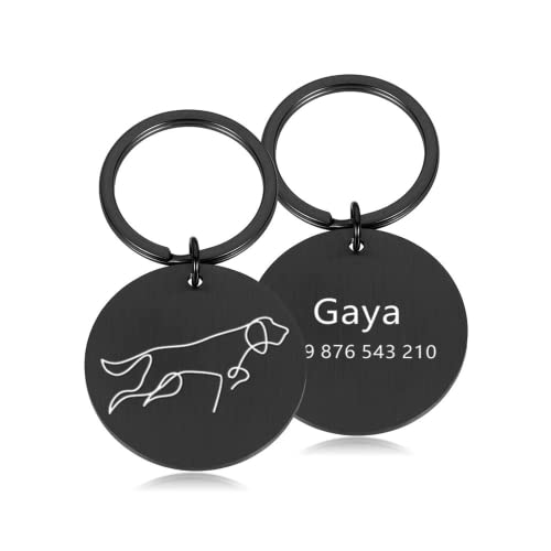 krui Chapa Perro Grabada Personalizada,Collares Perros Personalizados,Chapa Perro Grabada,Collar para Perros con Nombre,Collares Seresto para Perros,Pajaritas para Perros (Estilo uno,Negro)