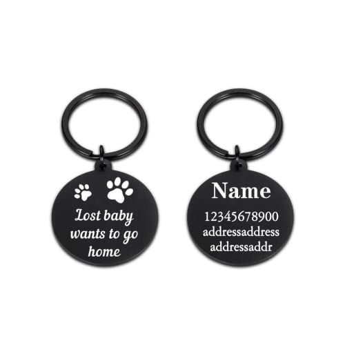 krui Collar Perro Personalizado con Nombre,Collares para Perro Personalizados,Chapa Perro Grabada Personalizada,Collar Cadena Perro,Collar Personalizado Perro (Negro)