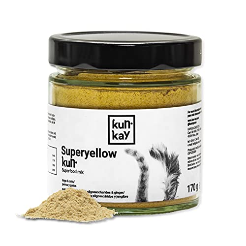 KUNKAY Superyellowkun Perros y Gatos - 170 g | Suplemento Natural para favorecer el Bienestar gastrointestinal (Calabaza, Zanahoria, fructooligosacáridos y Jengibre)