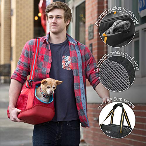 Kurgo Explorer, Transportín para Perros y Gatos, Bolsa para Mascotas Hasta 5.5 Kg, Base Impermeable, Negro