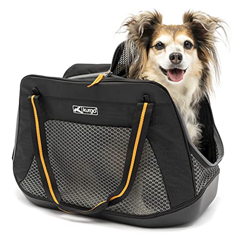 Kurgo Explorer, Transportín para Perros y Gatos, Bolsa para Mascotas Hasta 5.5 Kg, Base Impermeable, Negro