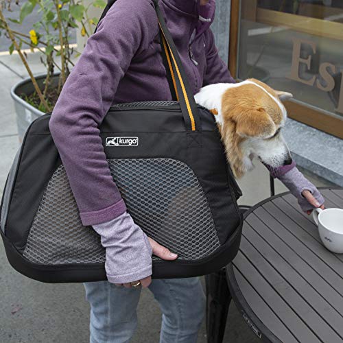 Kurgo Explorer, Transportín para Perros y Gatos, Bolsa para Mascotas Hasta 5.5 Kg, Base Impermeable, Negro