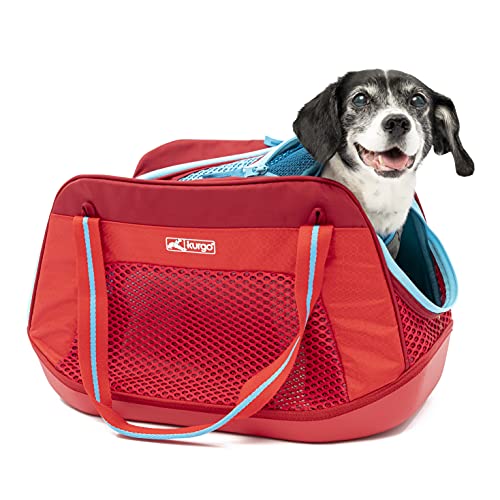 Kurgo Explorer, Transportín para Perros y Gatos, Bolsa para Mascotas Hasta 5.5 Kg, Base Impermeable, Rojo