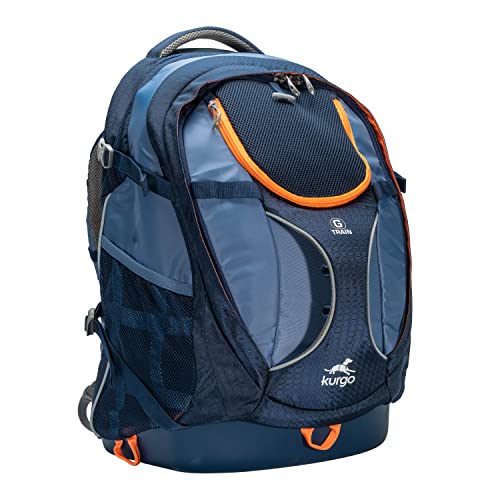 Kurgo G-Train, Mochila para Perros Pequeños y Gatos, Transportín, Base Impermeable, Viajes y Excursiones, Azul Marino