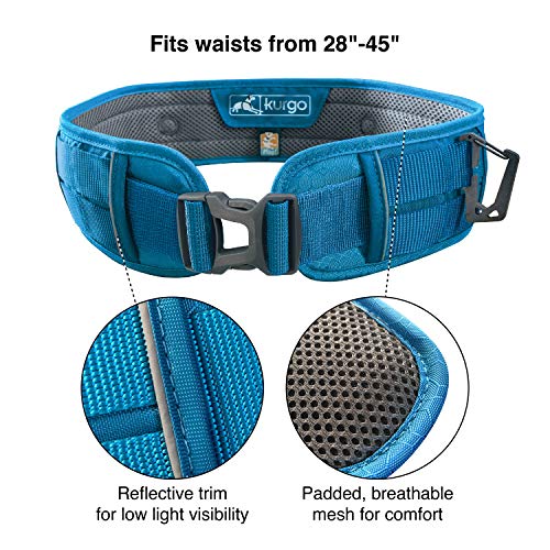 Kurgo RSG Cinturón utilitario Activo, cinturón Manos Libres para Caminar de Perros, Ajustable, Compatible con MOLLE, Azul costero