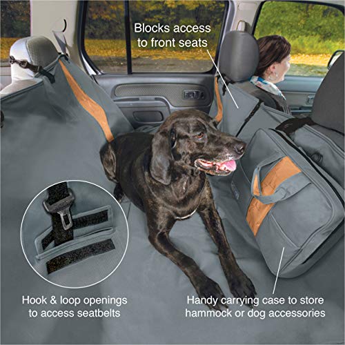 Kurgo Wander - Funda de Asiento de Coche para Perros, Tipo Hamaca, Impermeable, Protector de Asiento para Mascotas, Gris