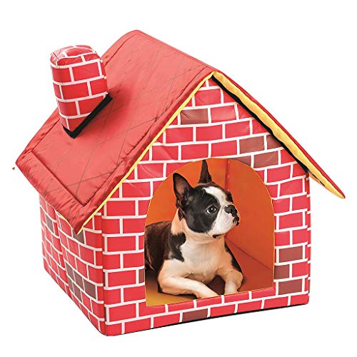 KY-aburrido casa para perros/cama individual para mascota/caseta tienda de campaña, casa nido desmontable, plegable, acogedora, lavable, casa de ladrillo rojo