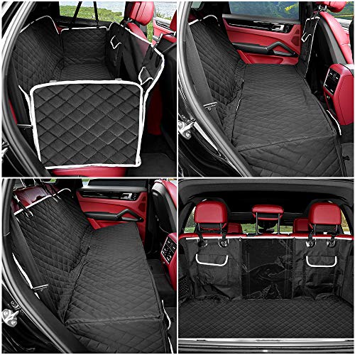 KYG Funda Perros Coche Cubierta de Asiento para Mascota Impermeable y Resistente Protector Coche con Ventana de Malla Visible y Cremallera Protector Completo Asiento Trasero y Puertas