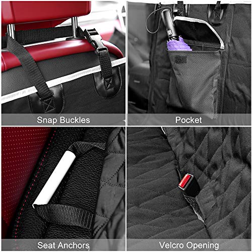 KYG Funda Perros Coche Cubierta de Asiento para Mascota Impermeable y Resistente Protector Coche con Ventana de Malla Visible y Cremallera Protector Completo Asiento Trasero y Puertas