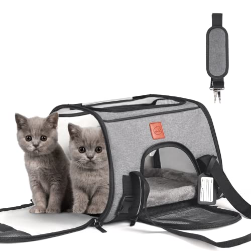 KYG Transportadora para Gato Perro Pequeño Portador de Viaje para Mascotas Bolsa Plegable de Transporte en Tren, Auto, Avión