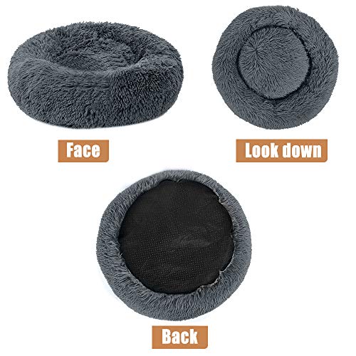 laamei Cama Redonda para Mascotas Deluxe para Gatos y Perros Pequeños y Medianos con Cojín Suave para Nido de Donut Cama de Dormir Peluda Cueva Lavable para Cuatro Estaciones(S/M/L) Color Sólido