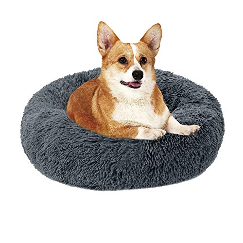 laamei Cama Redonda para Mascotas Deluxe para Gatos y Perros Pequeños y Medianos con Cojín Suave para Nido de Donut Cama de Dormir Peluda Cueva Lavable para Cuatro Estaciones(S/M/L) Color Sólido