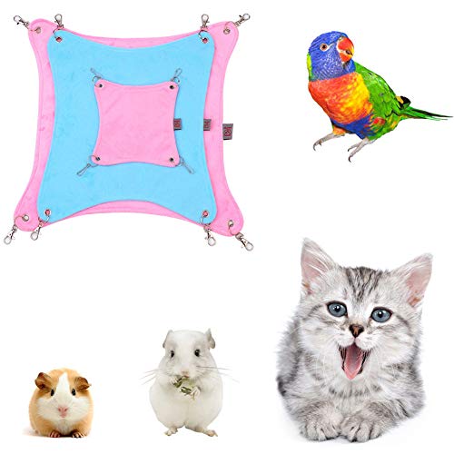 LahAd Cama Hamster Cama Conejo Hurón hamacas Pequeña Mascota Cama Guinea Cerdo casa Jaula de Ratas Accesorios Jaula para Hamster, Accesorios Pink,Medium