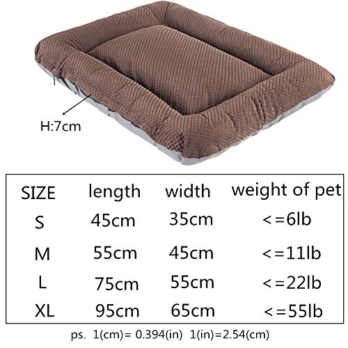 LahAd Cama para Perros Colchon Perro Cachorro Cama Gato de Mat Esponjoso Gato Mat Perro Cama De Lujo Cama del Perro Gatito Cama Perro Mat Khaki,55