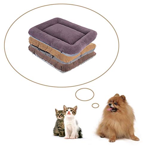 LahAd Cama para Perros Colchon Perro Cachorro Cama Gato de Mat Esponjoso Gato Mat Perro Cama De Lujo Cama del Perro Gatito Cama Perro Mat Khaki,55