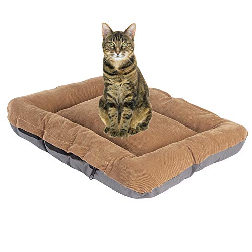 LahAd Cama para Perros Colchon Perro Cachorro Cama Gato de Mat Esponjoso Gato Mat Perro Cama De Lujo Cama del Perro Gatito Cama Perro Mat Khaki,55