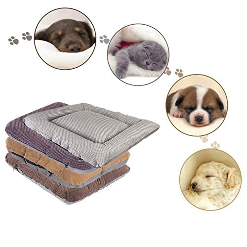 LahAd Cama para Perros Colchon Perro Cachorro Cama Gato de Mat Esponjoso Gato Mat Perro Cama De Lujo Cama del Perro Gatito Cama Perro Mat Khaki,55