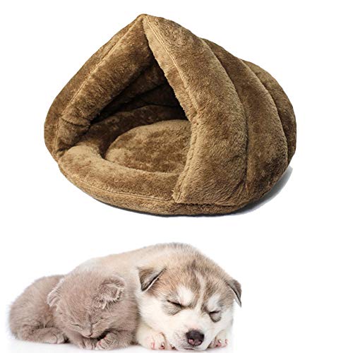 LahAd Caseta Perro Interior Camas para Perros De Lujo Cama del Perro Perro Bolsas de Dormir Cama de Veterinario para Perros De Peluche Cama del Perro Camel,Small