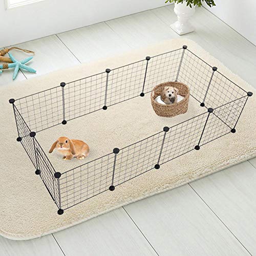 lahomie Valla para Pequeños Animales, Parque para Mascotas Jaula Modular de Metálica Ajustable Estilo Apartamento y Perrera para Conejitos Hámsteres Cobayas Paneles