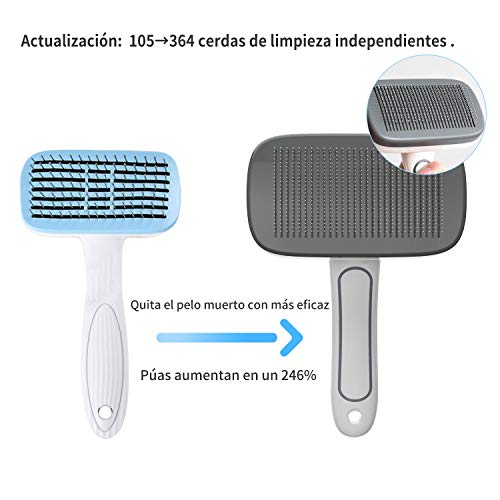 LAIKA Cepillo para Perros y Gatos, Peine Autolimpiable para Mascotas Grandes y Medianos de Pelo Corto o Largo, Cepillo Masajeador con Púas Flexible de Acero Inoxidable, Quita el 99% de Pelo Muerto