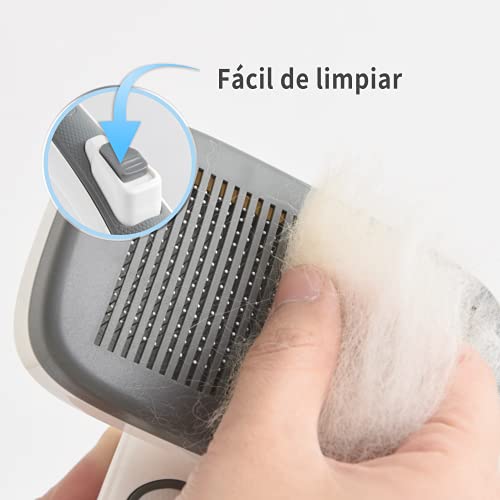 LAIKA Cepillo para Perros y Gatos, Peine Autolimpiable para Mascotas Grandes y Medianos de Pelo Corto o Largo, Cepillo Masajeador con Púas Flexible de Acero Inoxidable, Quita el 99% de Pelo Muerto