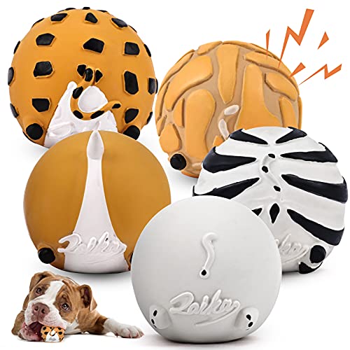 LAIKA Juguete con Sonido de Látex Natural No Tóxico para Perros, Pelota Resistente Interactiva Interesante para Perros Pequeños Medianos y Grandes, Juguetes Bonitos en Forma de Animales 5 Piezas