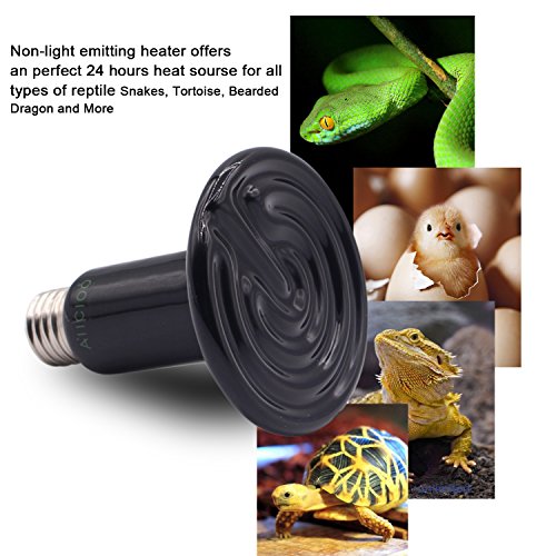 Lámpara de calor para reptiles de terrario - Bombilla emisora ​​de calor de cerámica para lagartos / tortugas / pollos Cooper Crianza Tornillo de descanso para mascotas sin luz E27 220-240 V, negro (150 W)