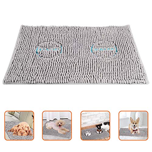 LAMTWEK 60X40cm Alfombrilla para Comedero de Mascota, Alfombrilla para Comederos de Perros Gatos, Alfombrilla para Comedero de Mascota, Cómoda Y Súper Absorbente, Felpa Microfibra Chenille