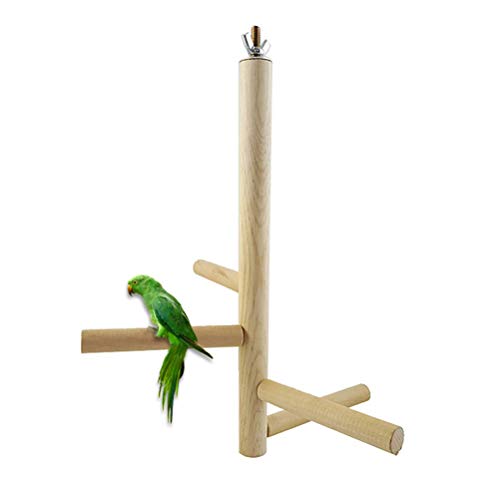 Las perchas de aves, loro soporte perchas de madera 4 capas juguete Cuidado escenario de madera perca pico garra jaula hábitats de las aves loros periquitos Cockatiel Jaula Accesorios zcaqtajro