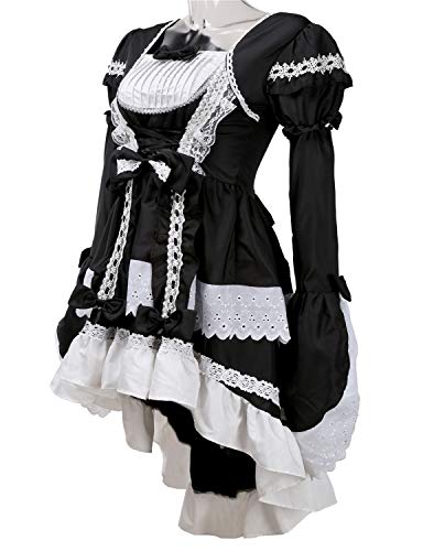 LATH.PIN Bowknot Lolita Vestidos de niña para mujer, clásico, disfraz de doncella, disfraz para Halloween, noche, cóctel, fiesta de Navidad (negro)